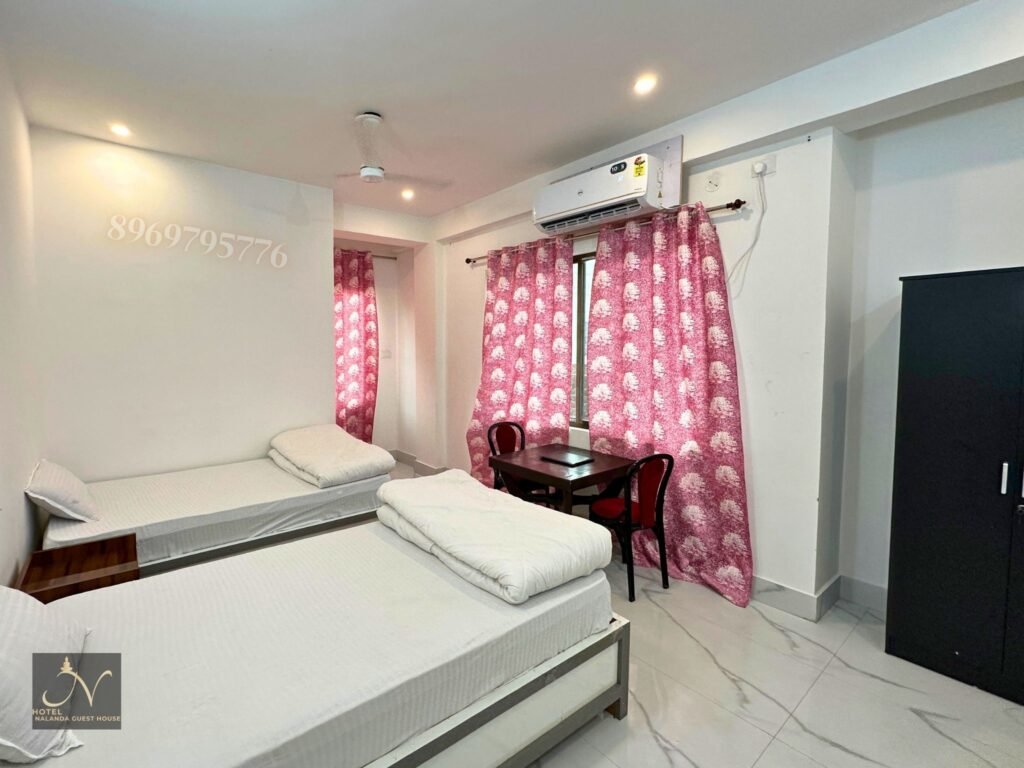 Spacious comfortable room with city view for two with free breakfast Hotel Nalanda guest house rajgir (1)